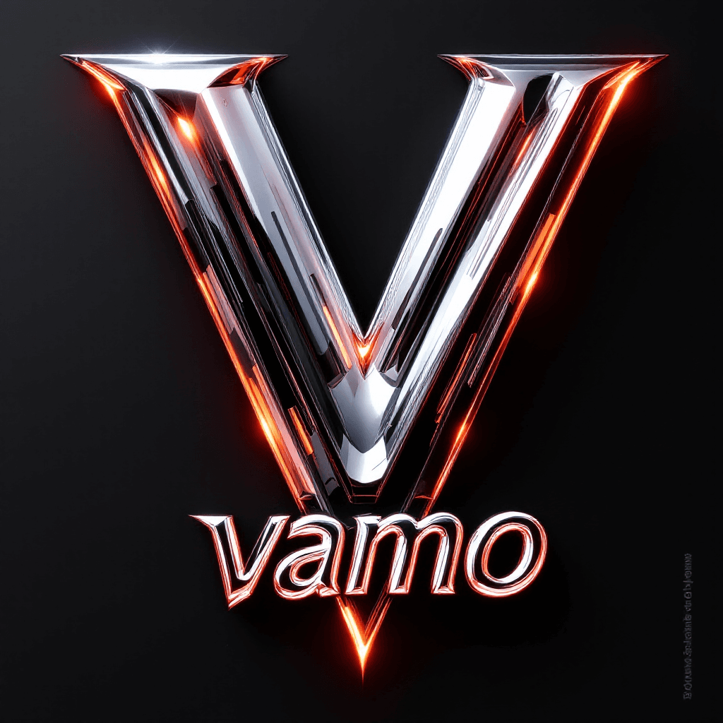 AI generated: chrome 3d urban Logo for a club event.
"V with text vamo"
transparent background