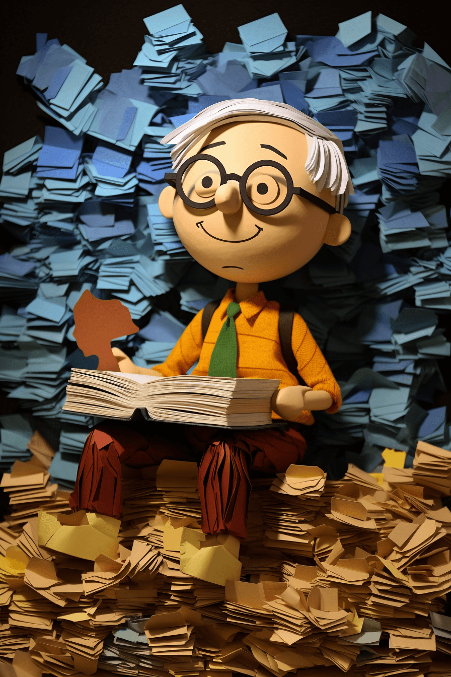 AI generated: A teacher, crafting, impressionist painting-inspired, Charles Schulz, paper art, fabric-sculptured, ...