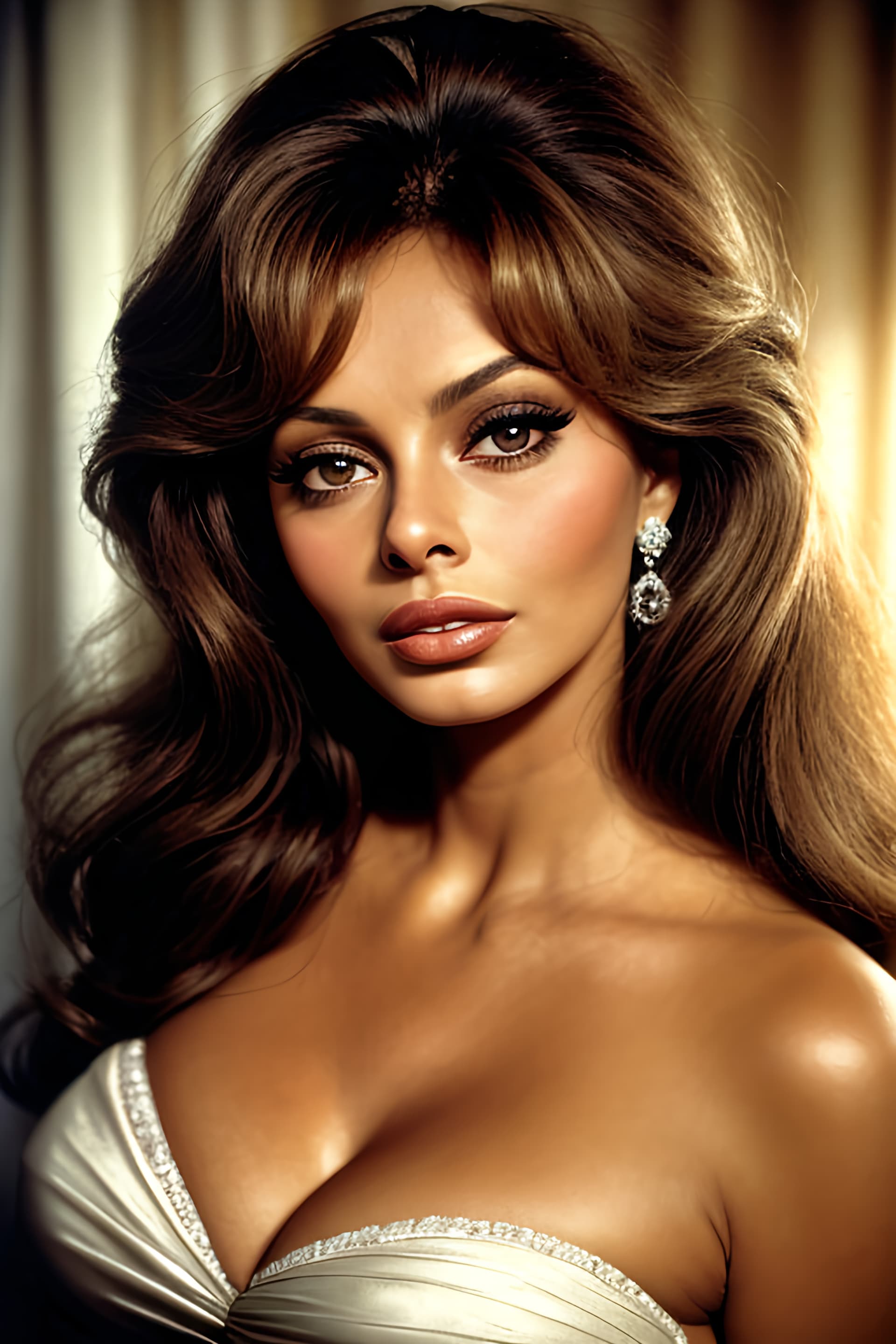 AI generated: A classic portrait of sofia loren :1.4), ultra-detailed, soft light, natural lighting, cinematic lig...