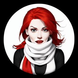 AI generated: a cartoon character with red hair and a scarf around her neck, with a white background and a white b...