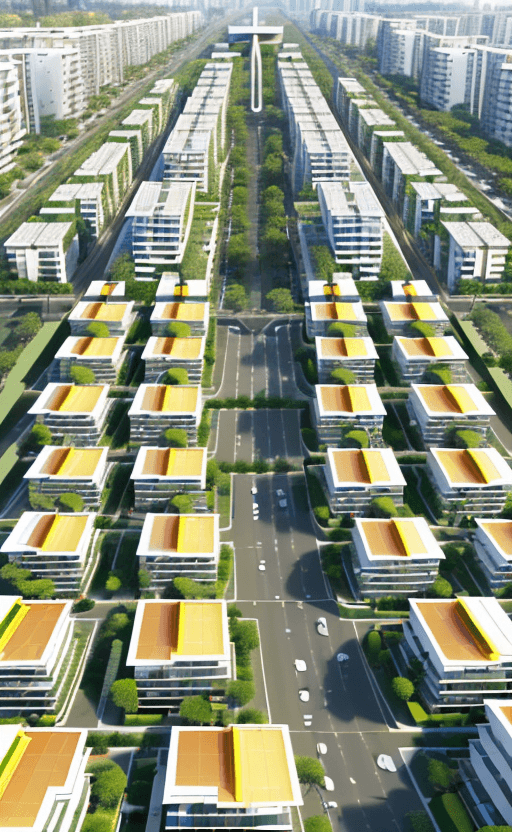 AI generated: a magnificent modern ecotourism village with many different and singular residential buildings desig...
