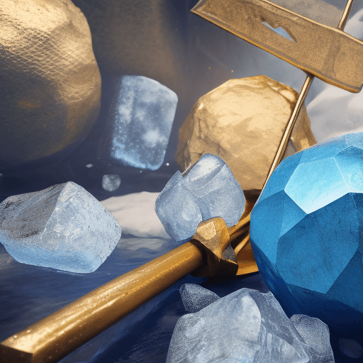 AI generated: Photo of a ultra realistic, blue, gold, ice, axe, more details, weapon, cinematic lighting, 4k, hype...