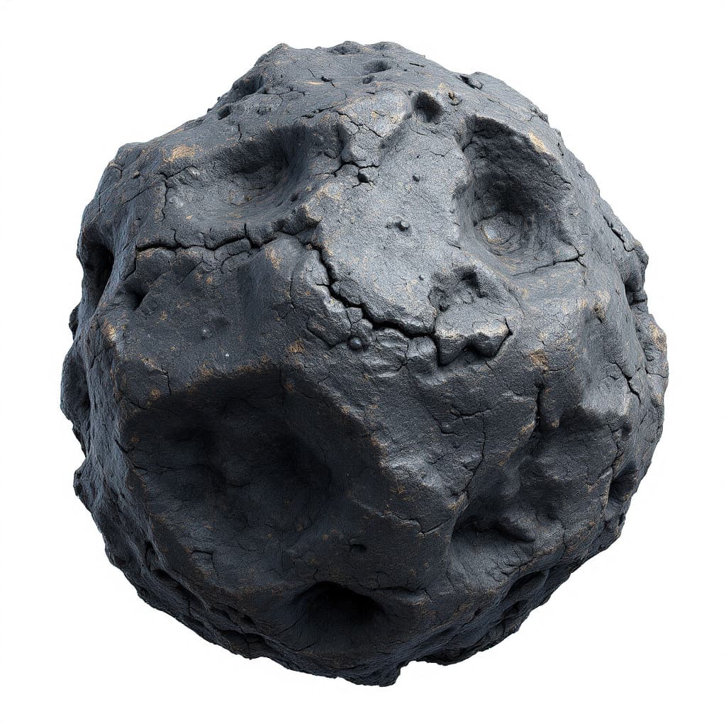 AI generated: videogame 3D Irregular and rough shape, with a non-uniform rock structure.
Surface full of craters, ...