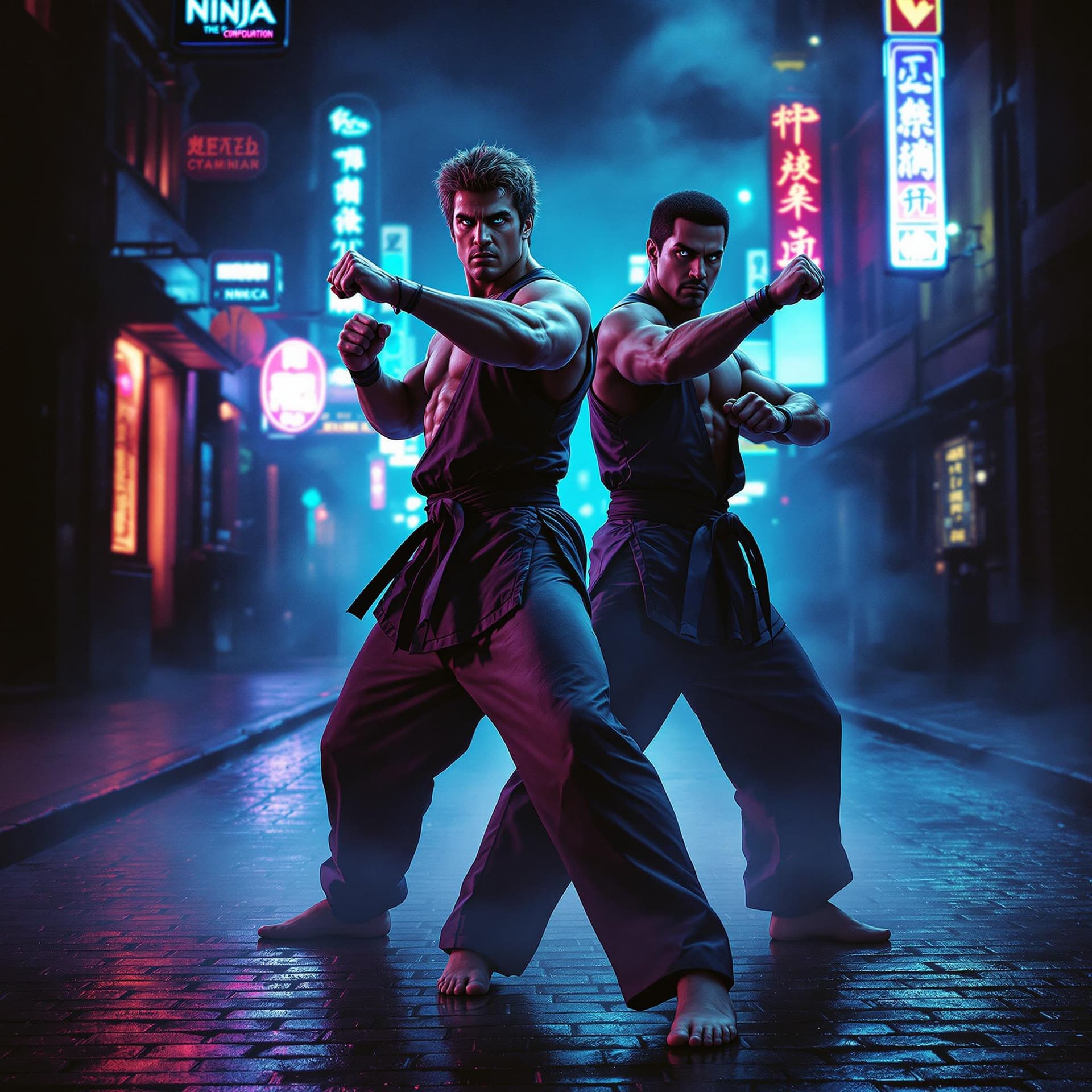 AI generated: A hyperrealistic 80s-style cinematic poster design for American Ninja 2: The Confrontation. The post...
