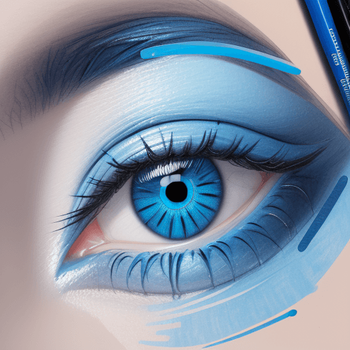AI generated: a drawing of a pair of eyes with a blue eyeshadow, in the style of bold colorful lines, Dark blue an...