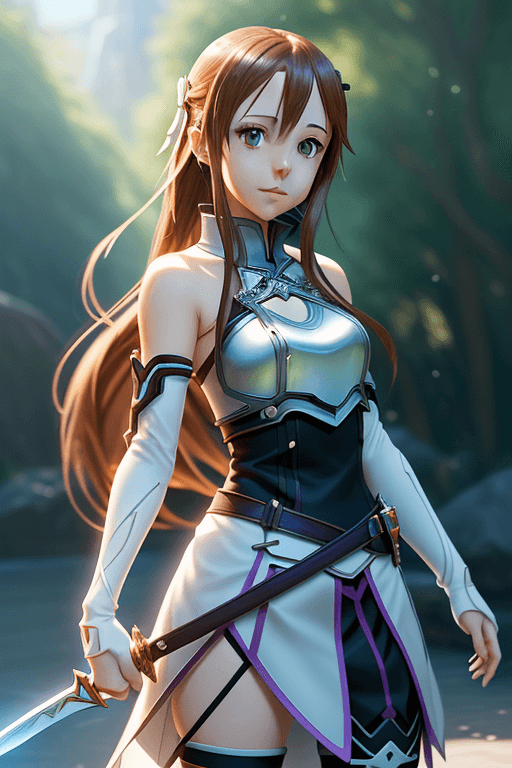 AI generated: modern disney style,Sword Art Online, beautiful Yuuki Asuna, disney style eyes, (full body portrait)...