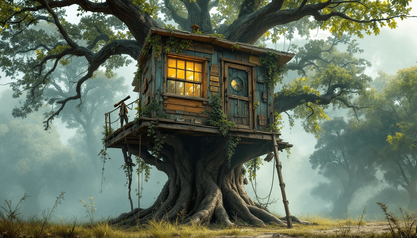 AI generated: Hyper real fantasy art illustration from a ground level point of view, of a large, ancient looking t...