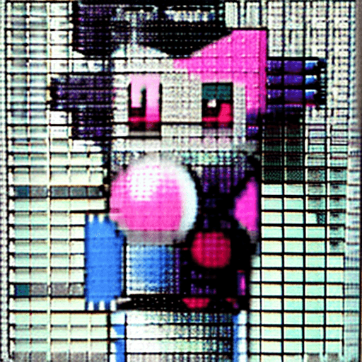 AI generated: kanna blaster master, flora fauna, female, curvy, big chest, fit, dot eyes