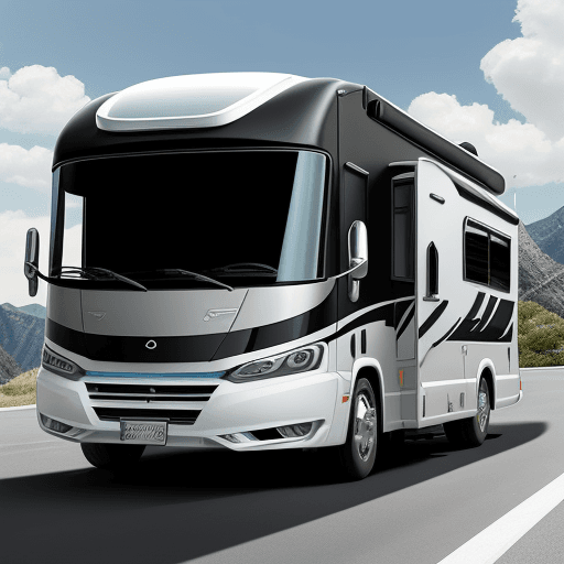 AI generated: raw a sleek and modern motorhome with clean lines and contemporary features. The front of the motorh...