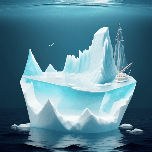 AI generated: Imagina un iceberg flotando en un mar de creatividad. La punta del iceberg muestra las herramientas ...