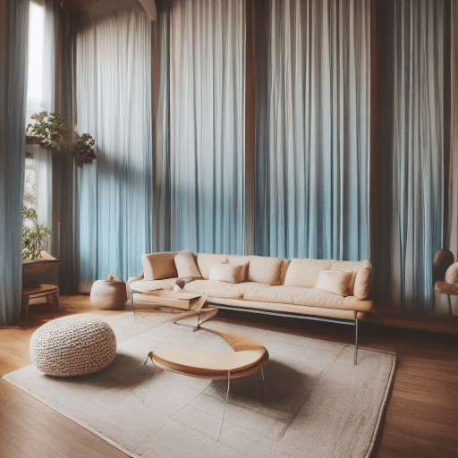 AI generated: High resolution photography interior design, dreamy sunken living room conversation pit, wooden floo...