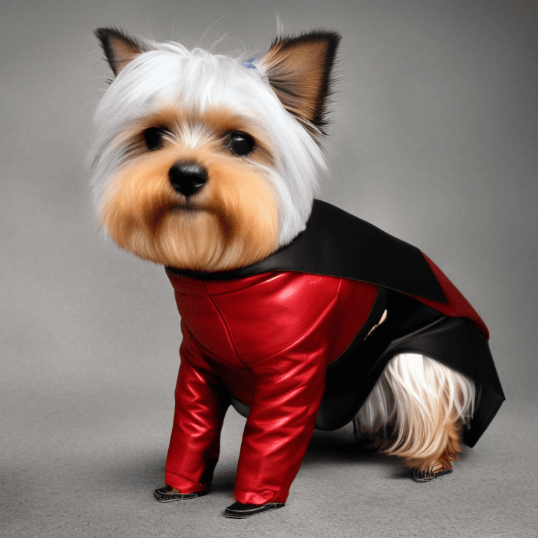 AI generated: há um cão pequeno yorkshire terrier, cor preto e marrom que está de pé, cão pequeno, yorkshire orelh...