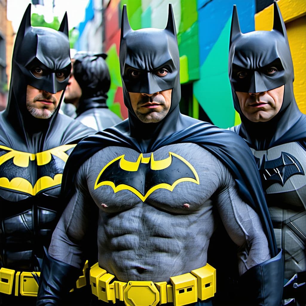 AI generated: Joe rogan is Adam sandler is Adam driver is Dwayne the rock Johnson is mike Myers is batman is cilia...
