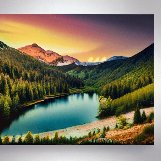 AI generated: lake mountains forest sky sunset stars