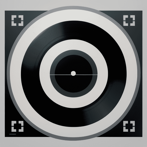 AI generated: Avatar icon for music rhythm bot, high resolution, minimalist design, black background, vinyl record