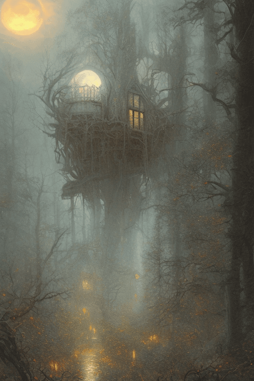 AI generated: unsettling frightening horror, digital art by greg rutkowski and thomas kinkade in a surreal portrai...