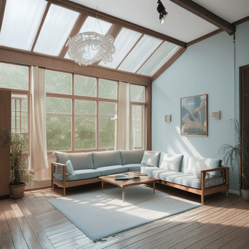 AI generated: High resolution photography interior design, dreamy sunken living room conversation pit, wooden floo...