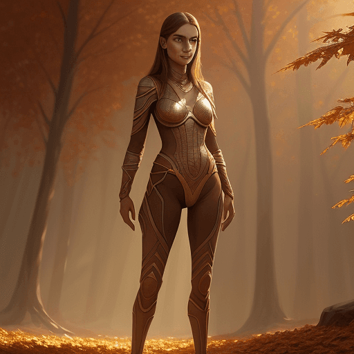 AI generated: full body portrait of Dilraba, slight smile, diffuse natural sun lights, autumn lights, highly detai...