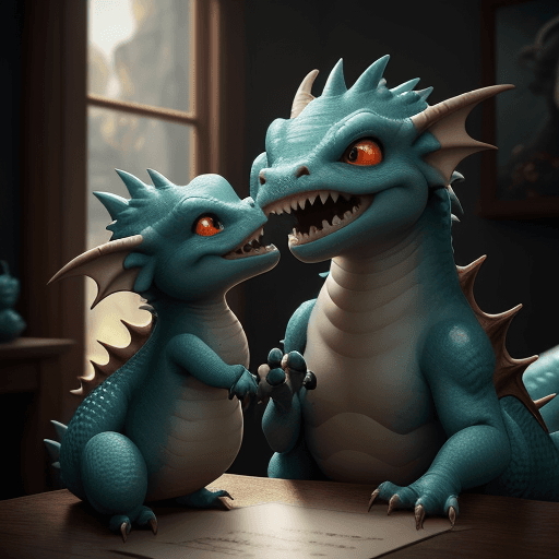 AI generated: Cute adorable  dragon and happy smiling greeting me，unreal engine, cozy interior lighting, art stati...
