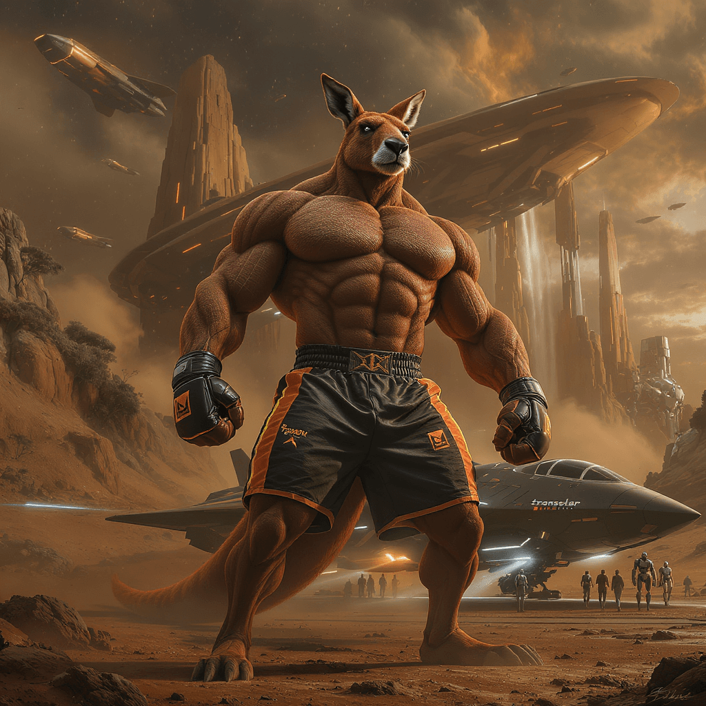 AI generated: Here’s a refined **prompt** for **PromptHero** to generate your **epic sci-fi futuristic Big Red Kan...