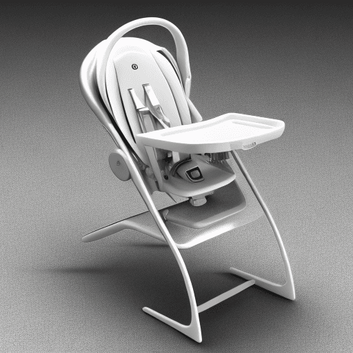 AI generated: fullview baby high chair, style like grogy pram product design render on white background octane 4K ...