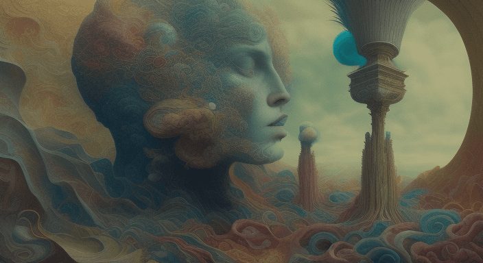 AI generated: No Time Like The Past || visionary surrealism :: in the styles of David Normal and Agostino Arrivabe...