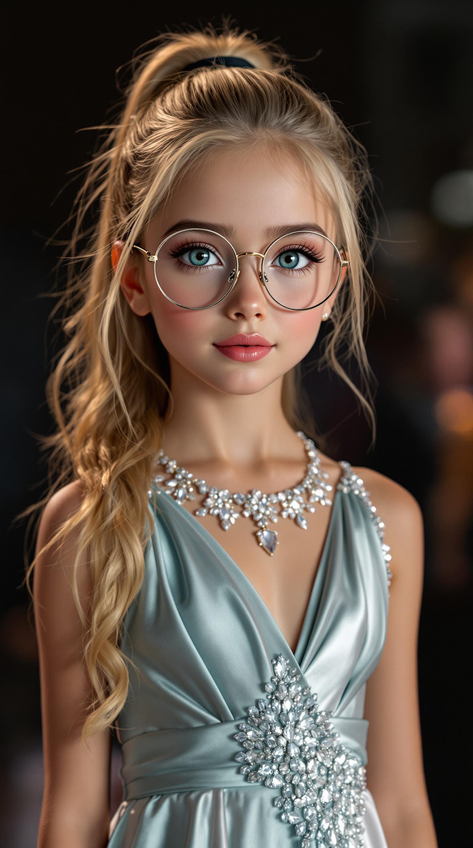 AI generated: A professional photograph of the most beautiful second-grade girl in the world, participating in a b...
