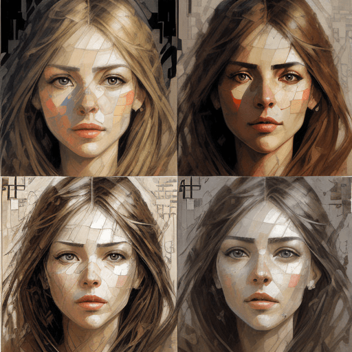 AI generated: a collage of women's faces in mosaic, in the style of andrew atroshenko, peter gric --ar 73:109 --st...