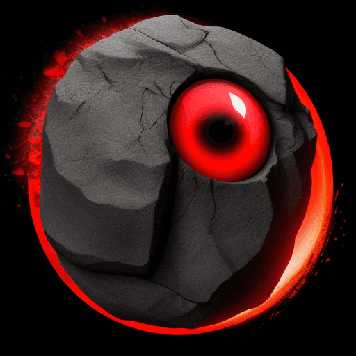AI generated: living rock. red eye. and 3 lags
