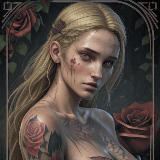 AI generated: Tarot card, Close up face shot of a beautiful woman looking at the camera, (((card title surrounded ...