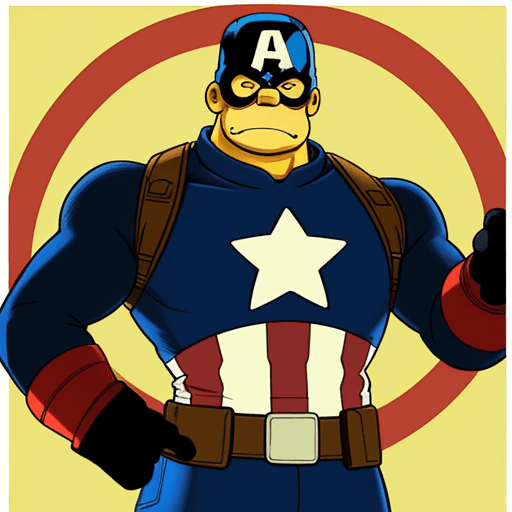 AI generated: homero, (as captain america),