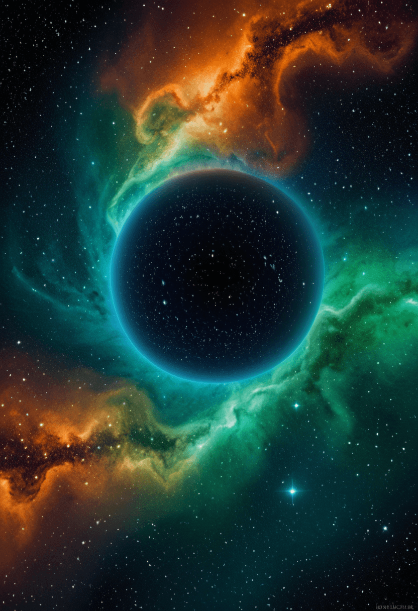 AI generated: nebula,green, blue, orange, dynamic colors, highres,realistic