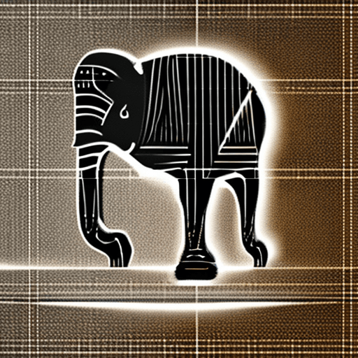 AI generated: simple monochrome elephant design logo on black background