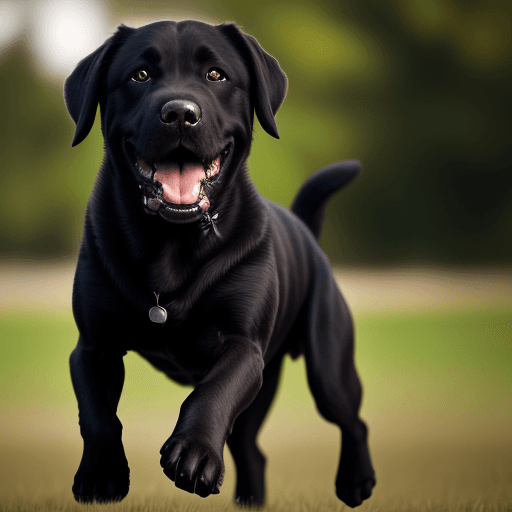 AI generated: High resolution black dog, Labrador, happy