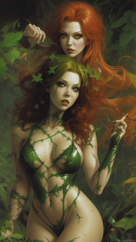 AI generated: (masterpiece)
(best quality)
(ultra-detailed)
(best illustration)
flawless
poison ivy by John Berkey...
