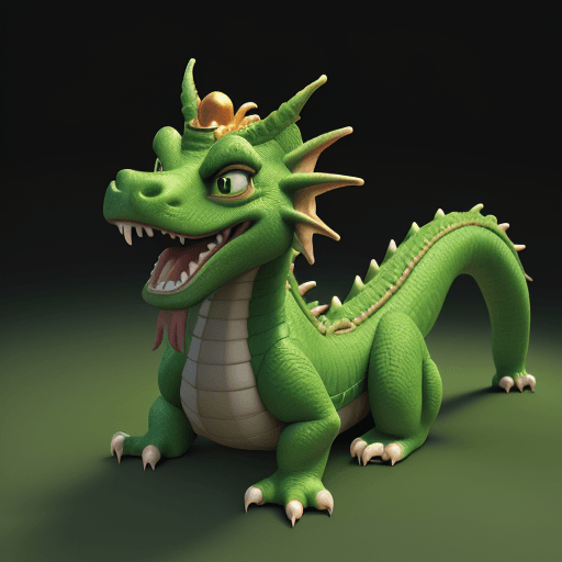 AI generated: A Cute green Chinese Dragon Entrenched in a Disney Castle, Clay Material, Pixar, Cartoon, 3D Renderi...
