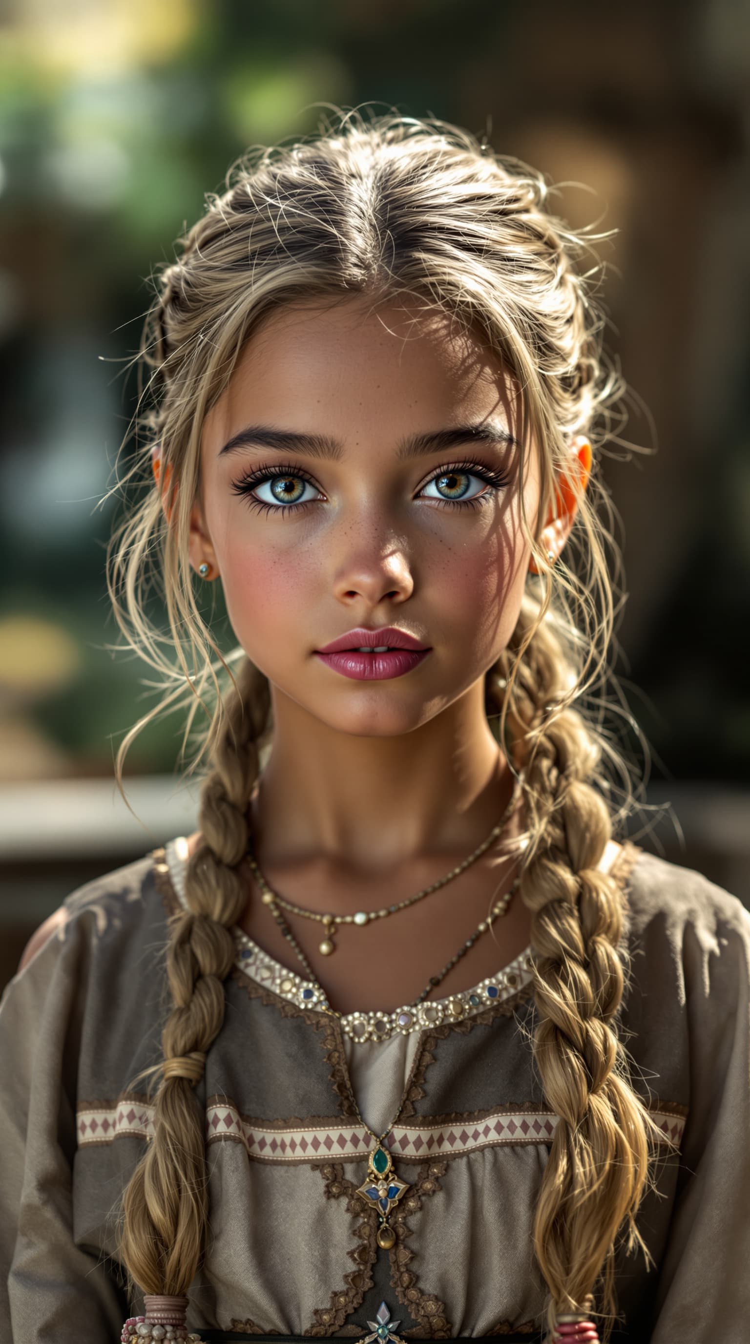 AI generated: A professional portrait of an extraordinarily beautiful seven-year-old girl from 20th century Istanb...