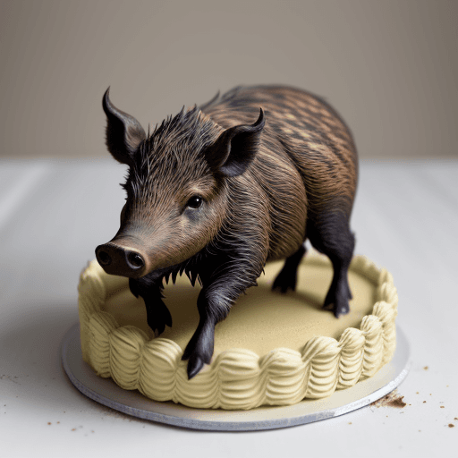 AI generated: wild boar running on a cake
