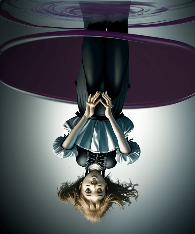 AI generated: alice on her back floating, realistic and not creepy
 