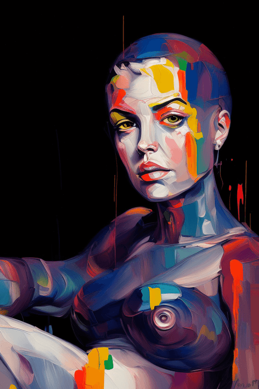 AI generated: olpntng style, cyborg
, oil painting, heavy strokes, paint dripping