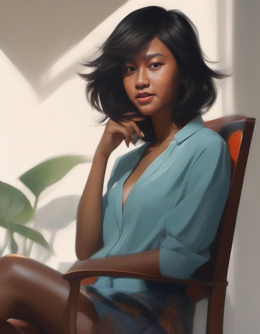 AI generated: a ultradetailed beautiful panting of a stylish woman sitting on a chair, by conrad roset, greg rutko...