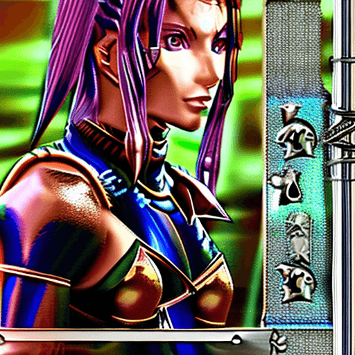 AI generated: A portrait of a female final fantasy ethereal character figure in the realm of fantasy, muscular and...