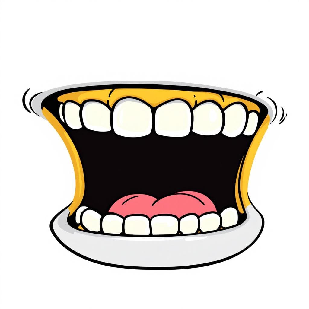 AI generated: A close-up illustration of a cartoon mouth in the style of The Simpsons. The mouth is wide open in a...