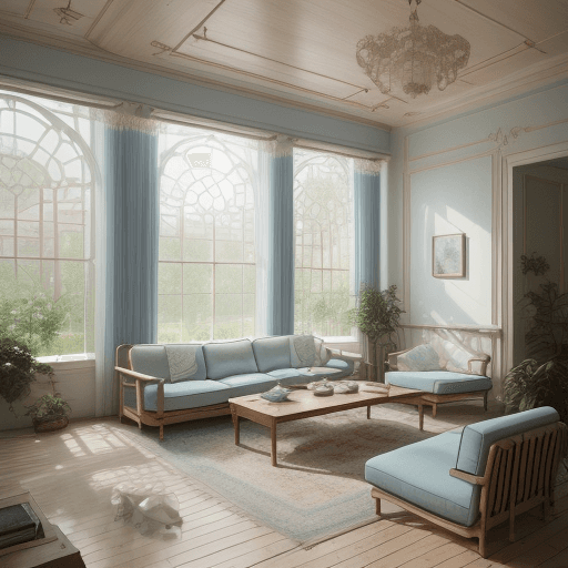 AI generated: High resolution photography interior design, dreamy sunken living room conversation pit, wooden floo...
