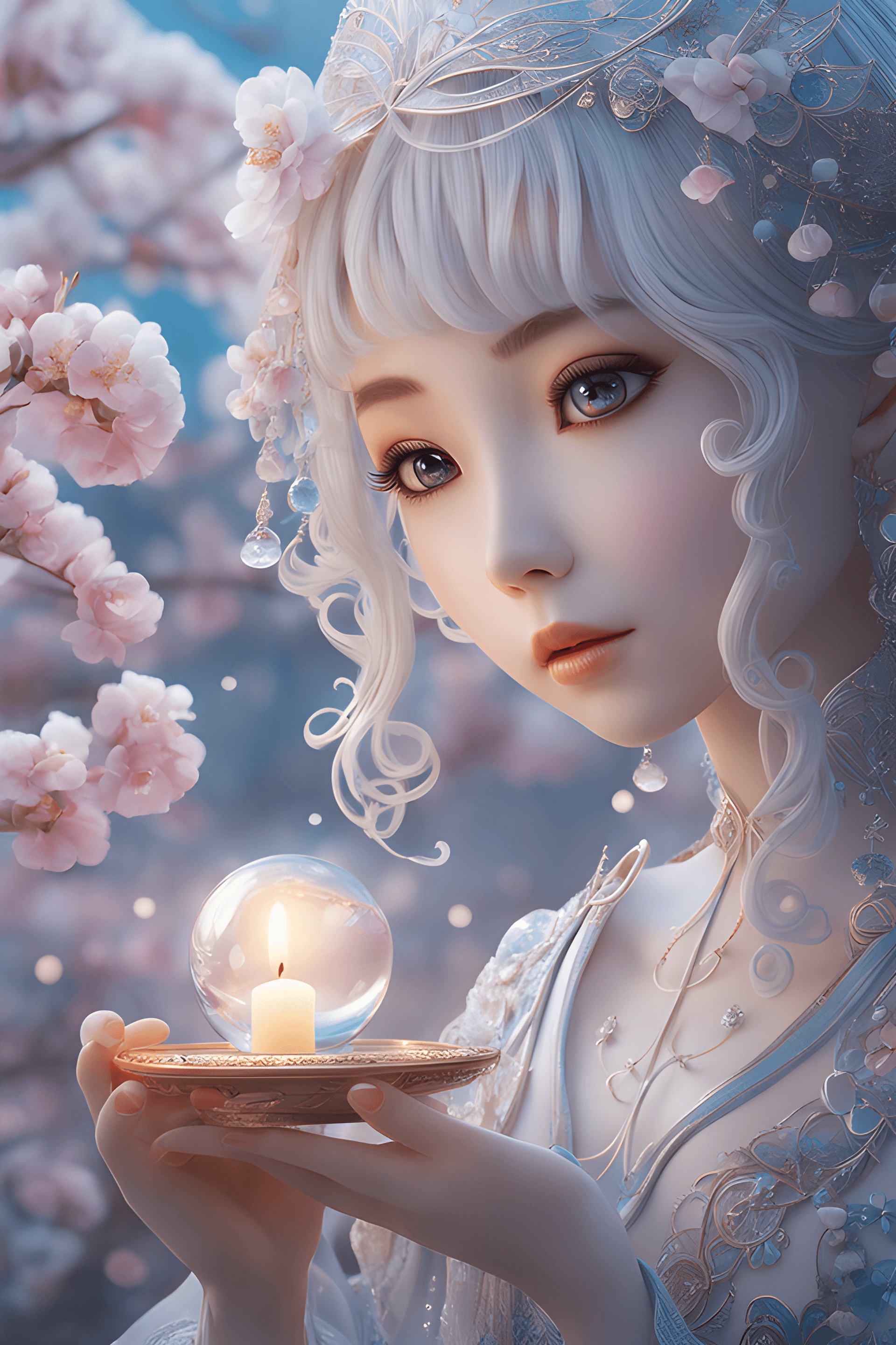 AI generated: Silence is here just listen, cute, fantasy, dreamy, centered, by Tim Burton, professional, modern, m...