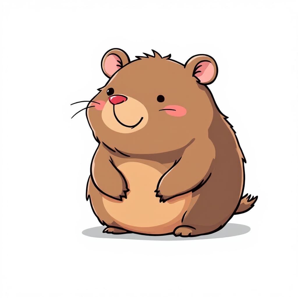 AI generated: Create a playful cartoon character that combines features of a Wombat. The character should have a r...