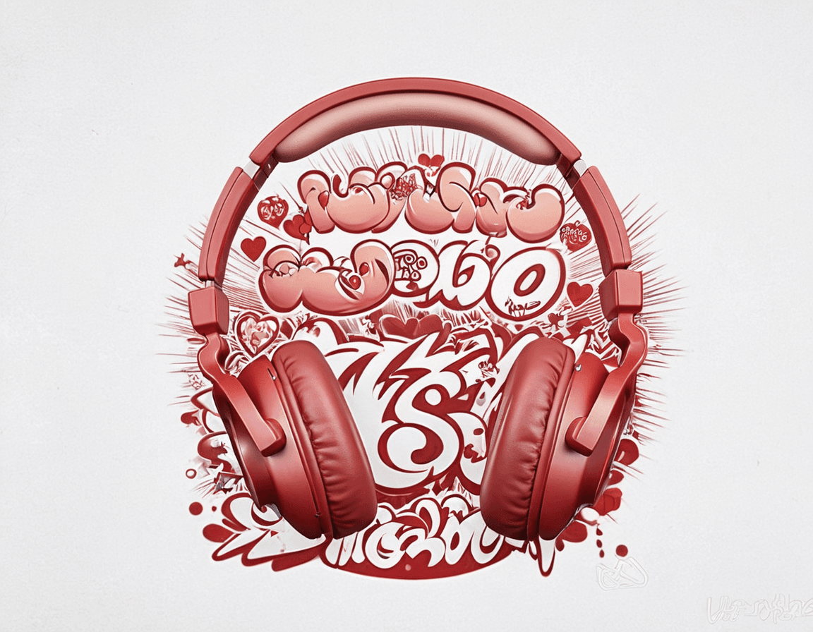 AI generated: A cute headphone, product photography, graffiti on background, fluffy design, street art, soft light