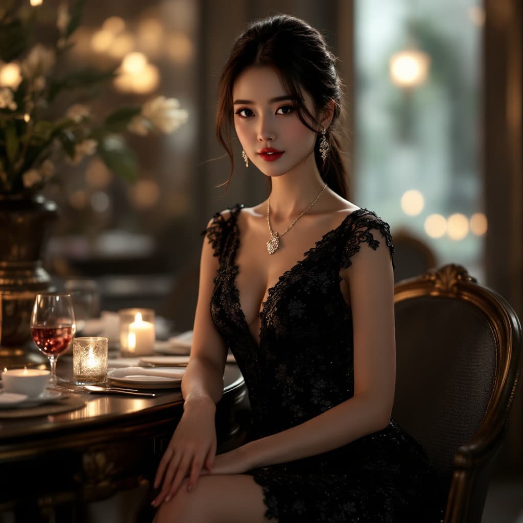 AI generated: Full body of a very delicately lovely and beautiful Chinese full body lady at a prestige gathering, ...