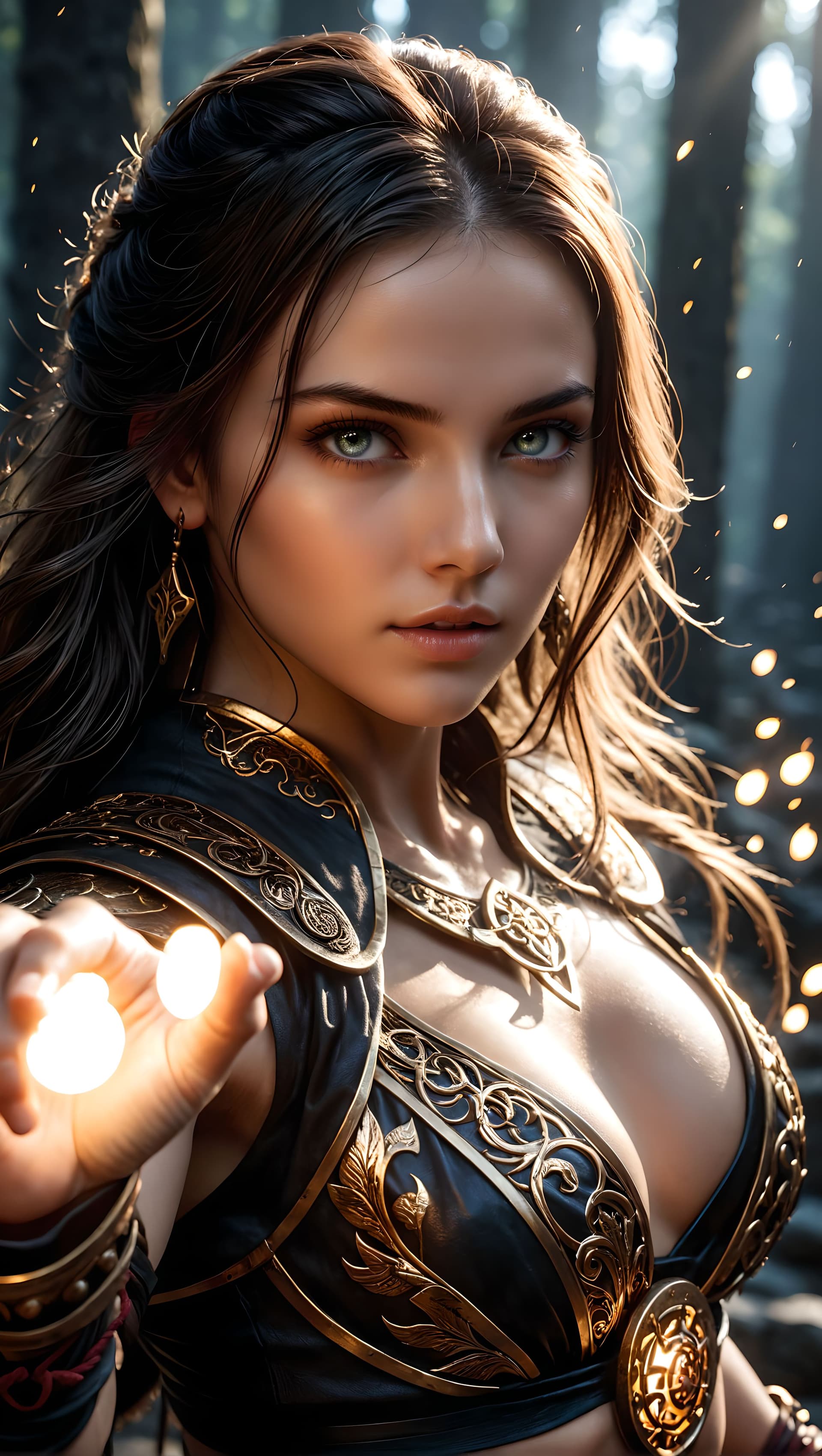 AI generated: A fierce mystic, her movements swift and precise, channeling ancient martial arts techniques, dresse...