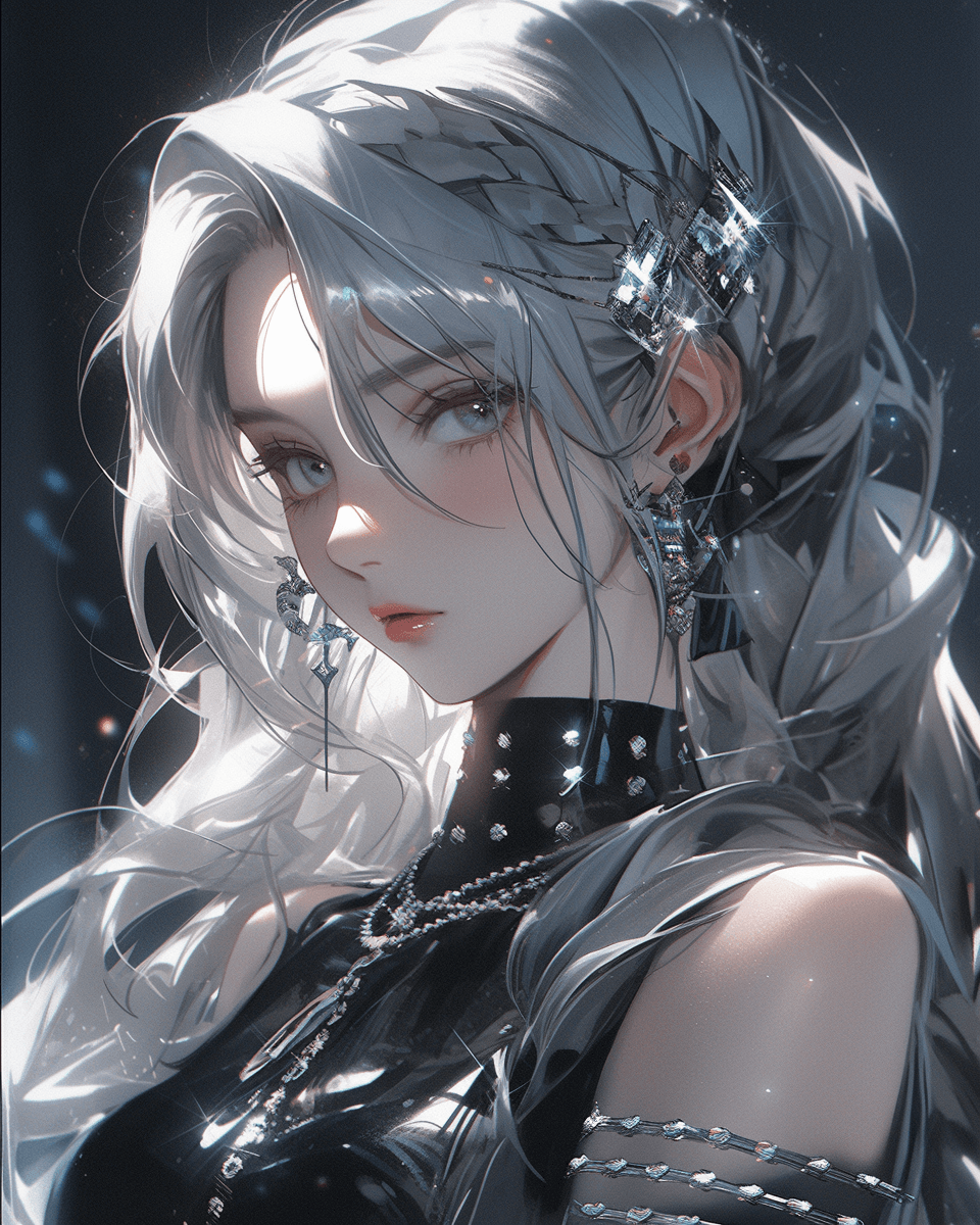 AI generated: ko rin's new book in a silver, in the style of futuristic glamour, official art, unreal engine 5, go...